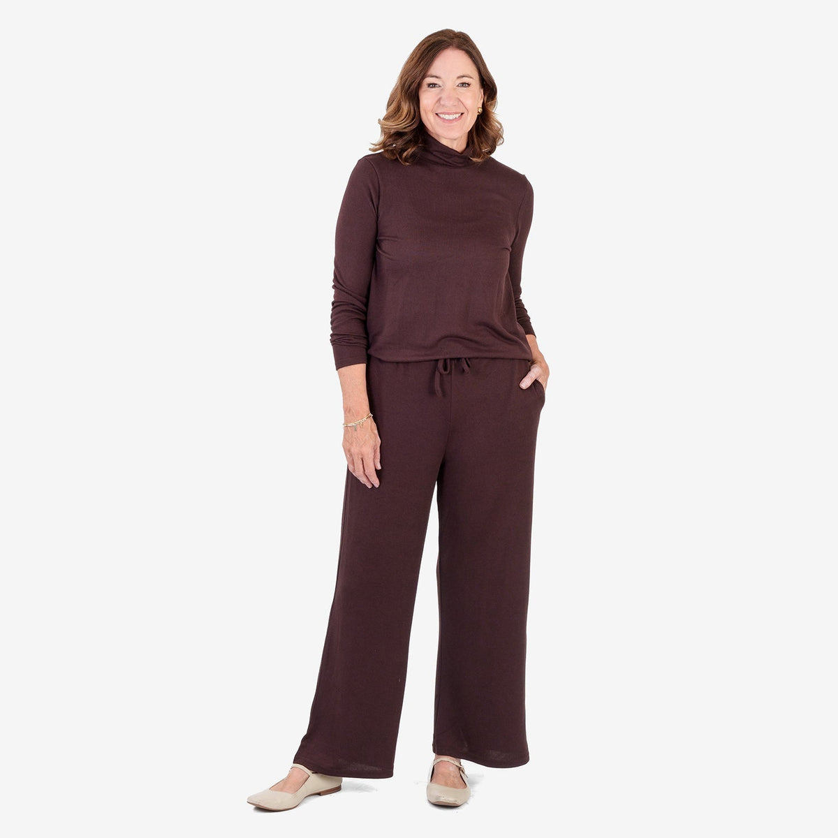 Maglia dolcevita donna a maniche lunghe con effetto marl spazzolato e finitura a coste morbide