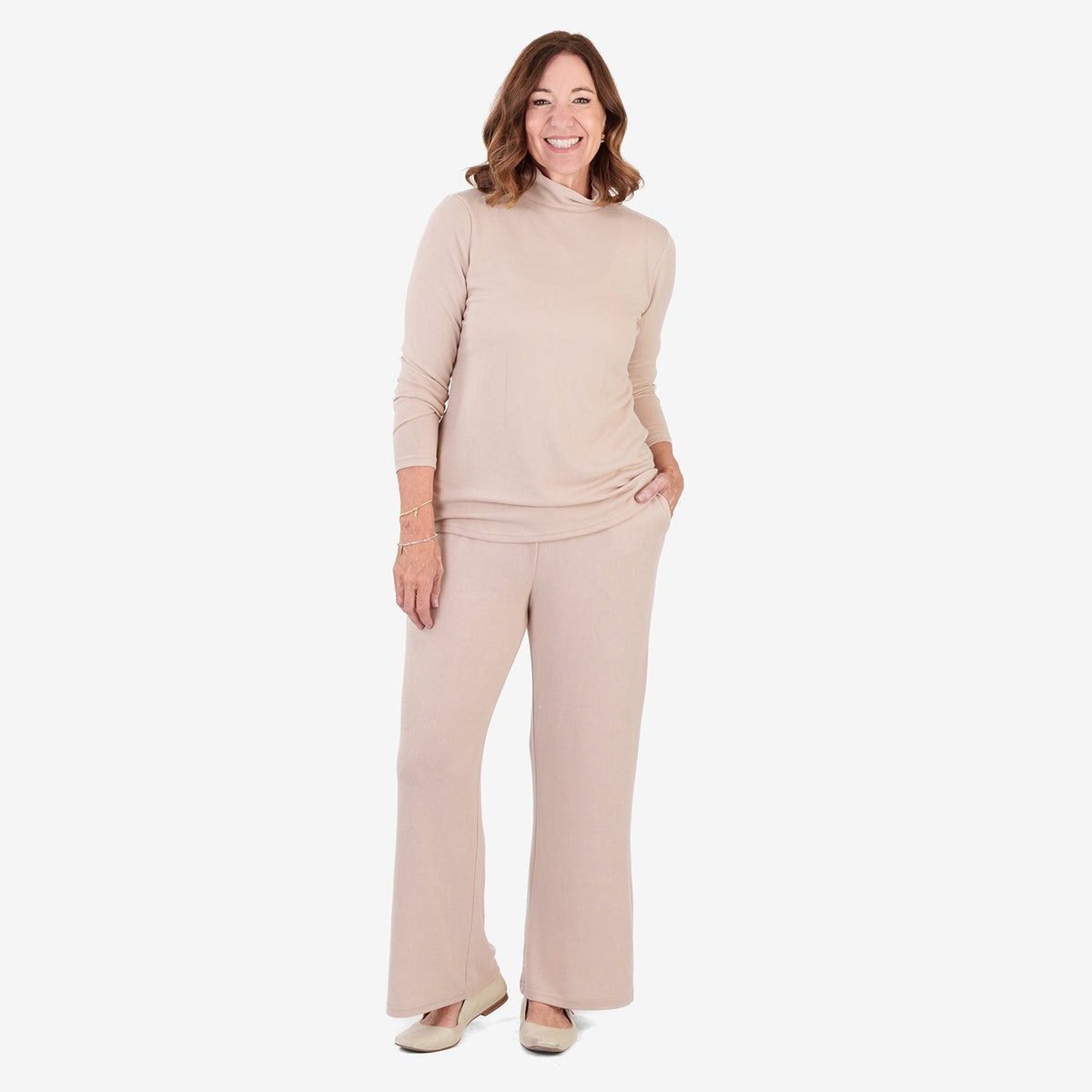 Maglia dolcevita donna a maniche lunghe con effetto marl spazzolato e finitura a coste morbide