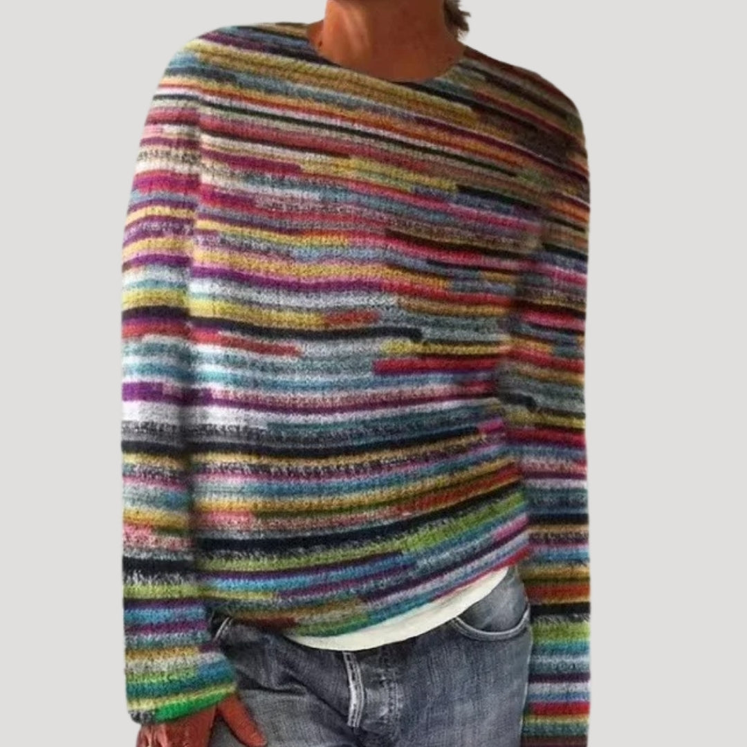 Maglione da donna girocollo con motivo decorativo sullo scollo