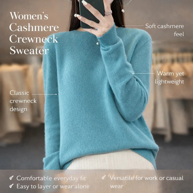 Maglione girocollo in cashmere da donna - stile pullover