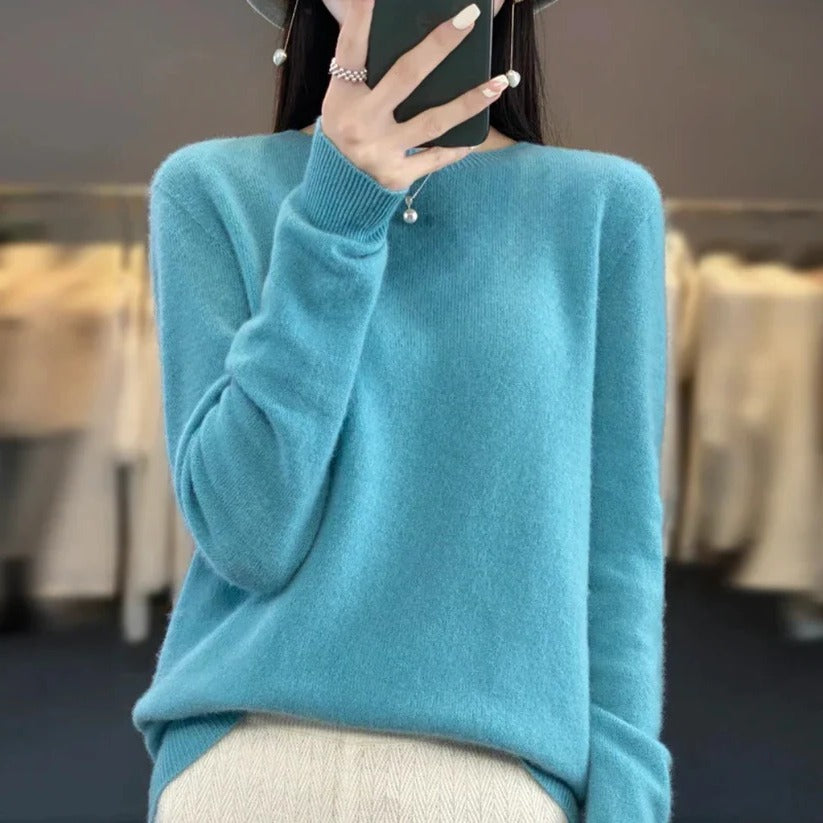 Maglione girocollo in cashmere da donna - stile pullover