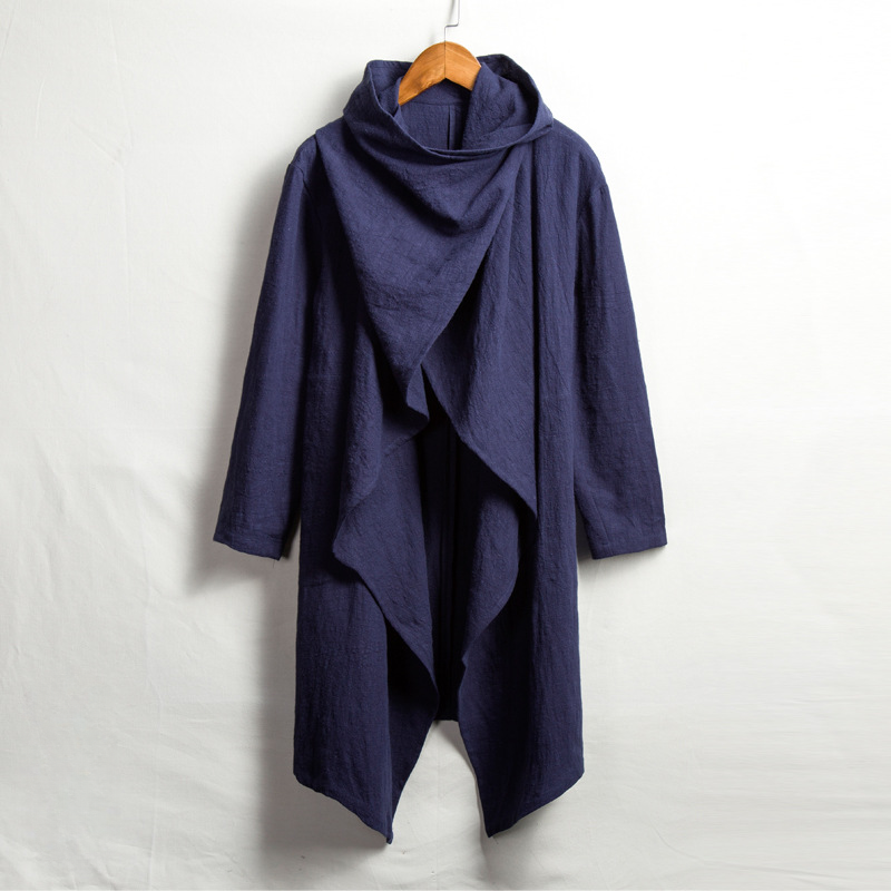 Mantello unisex in lino con cappuccio
