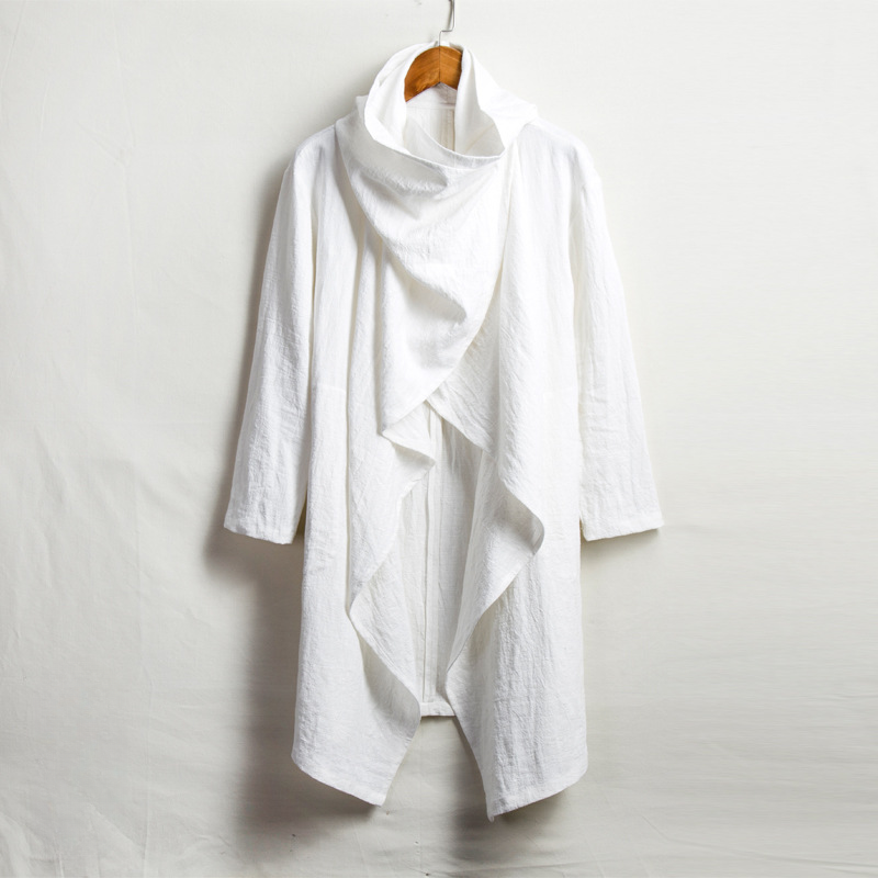 Mantello unisex in lino con cappuccio