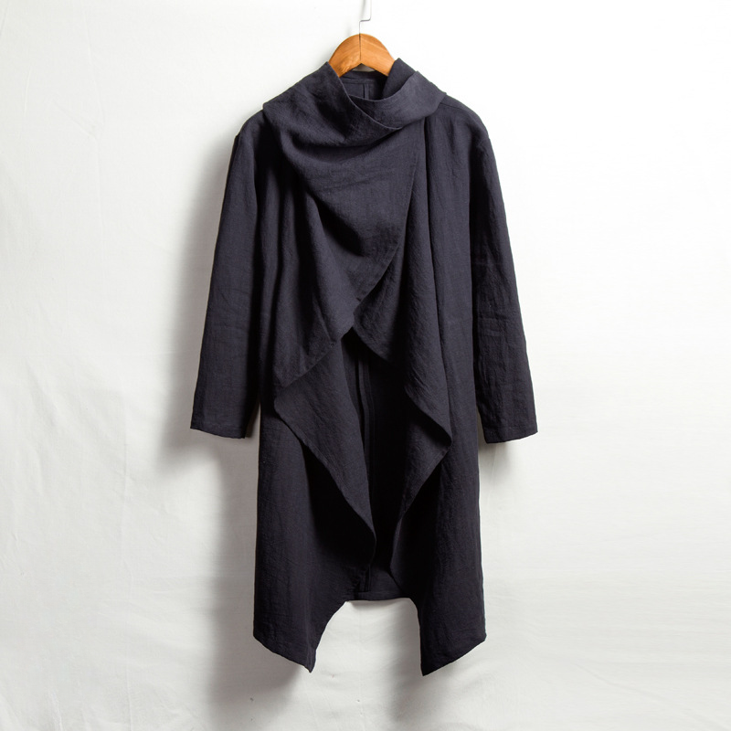 Mantello unisex in lino con cappuccio