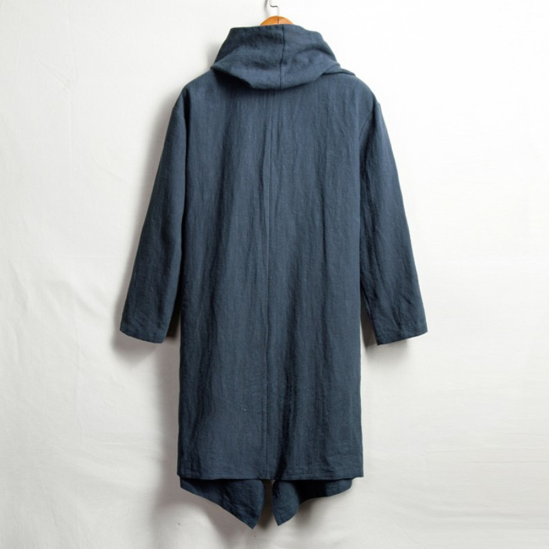 Mantello unisex in lino con cappuccio
