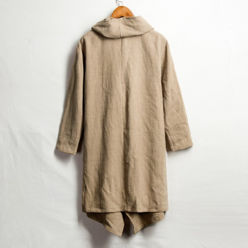 Mantello unisex in lino con cappuccio