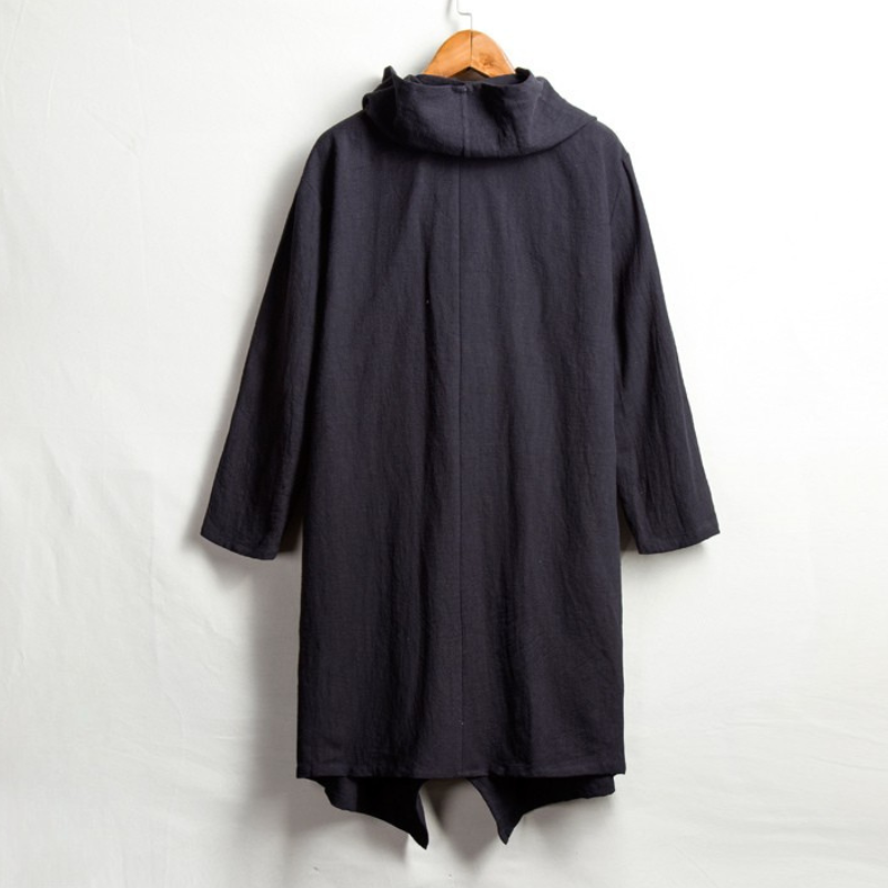 Mantello unisex in lino con cappuccio