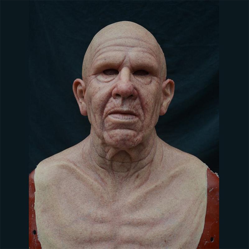 Maschera da vecchio, maschera realistica in lattice a testa intera per adulti, maschera horror rugosa per feste e cospla