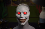 Maschera di Halloween spaventosa, maschera demone sorridente in lattice per adulti, maschera inquietante per feste e cos