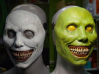 Maschera di Halloween spaventosa, maschera demone sorridente in lattice per adulti, maschera inquietante per feste e cos