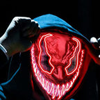 Maschera di Halloween spaventosa, maschera demone sorridente in lattice per adulti, maschera inquietante per feste e cos