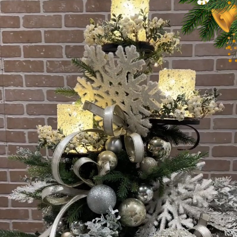 Mensola puntale per albero di Natale a tre ripiani in ferro 91 cm