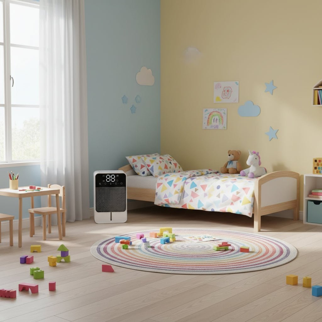 Mini deumidificatore per scantinato e camera da letto con pannello touch LED, serbatoio da 1,5 l e tubo di scarico