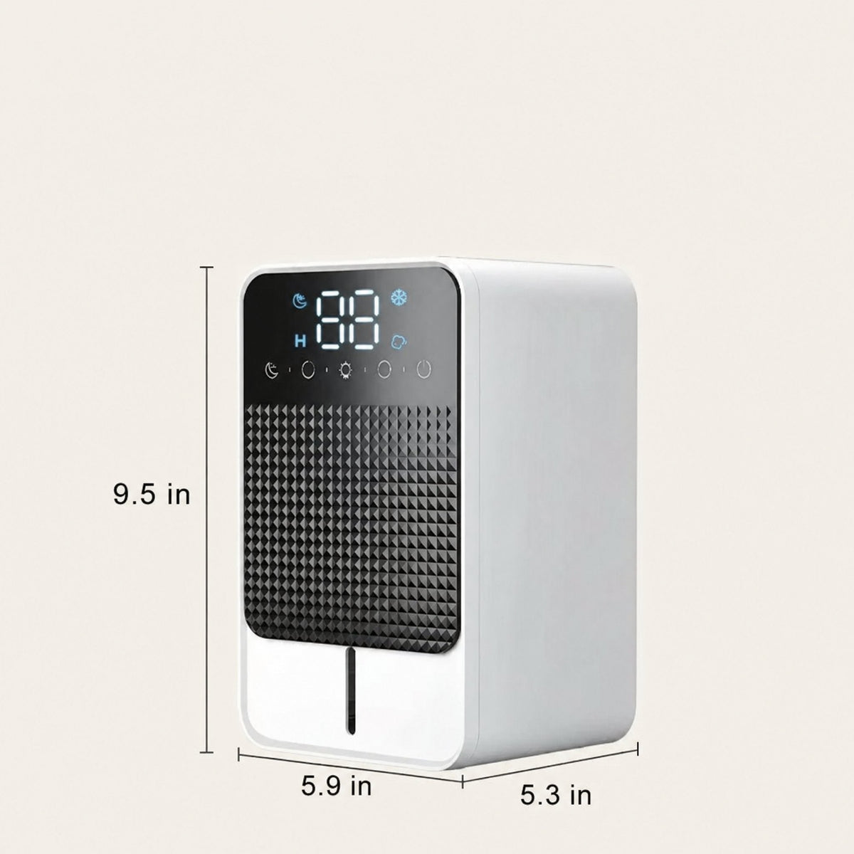 Mini deumidificatore per scantinato e camera da letto con pannello touch LED, serbatoio da 1,5 l e tubo di scarico