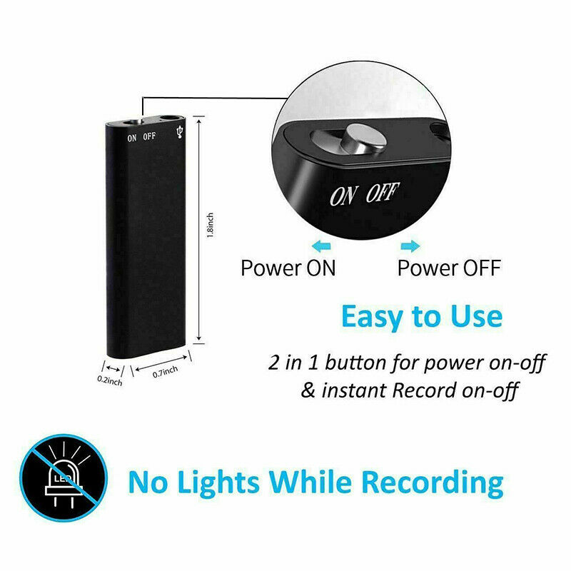 Mini registratore vocale USB 8 GB con funzione MP3