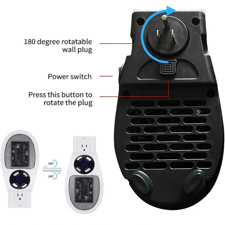 Mini termoventilatore elettrico portatile da 500 W
