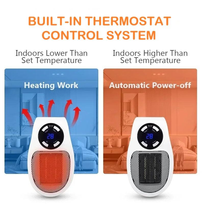 Mini termoventilatore portatile con display LED e controllo intelligente della temperatura