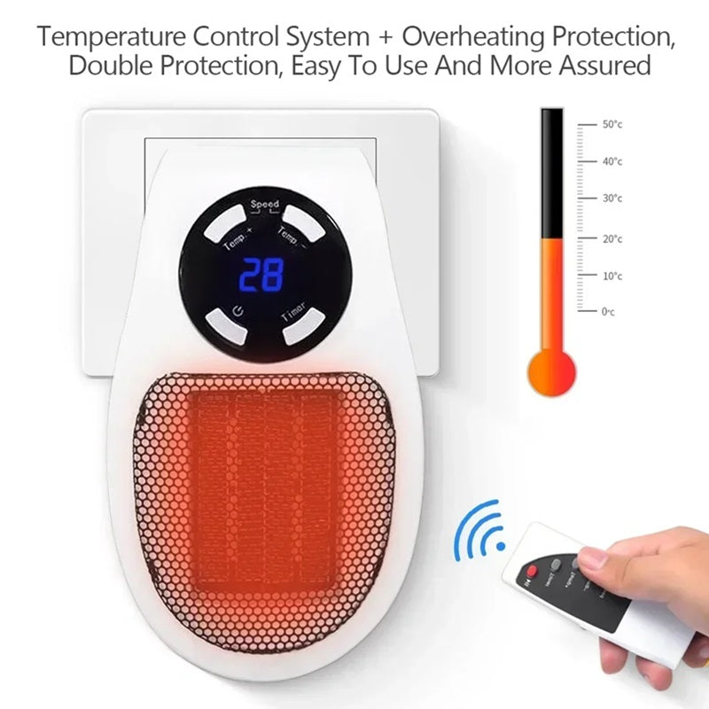 Mini termoventilatore portatile con display LED e controllo intelligente della temperatura