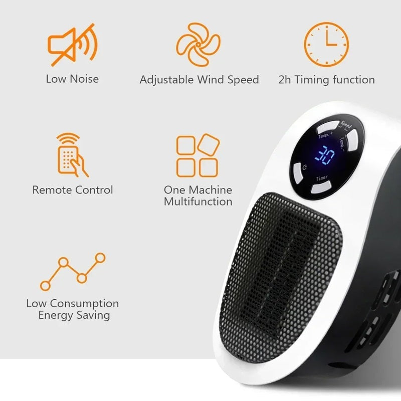 Mini termoventilatore portatile con display LED e controllo intelligente della temperatura