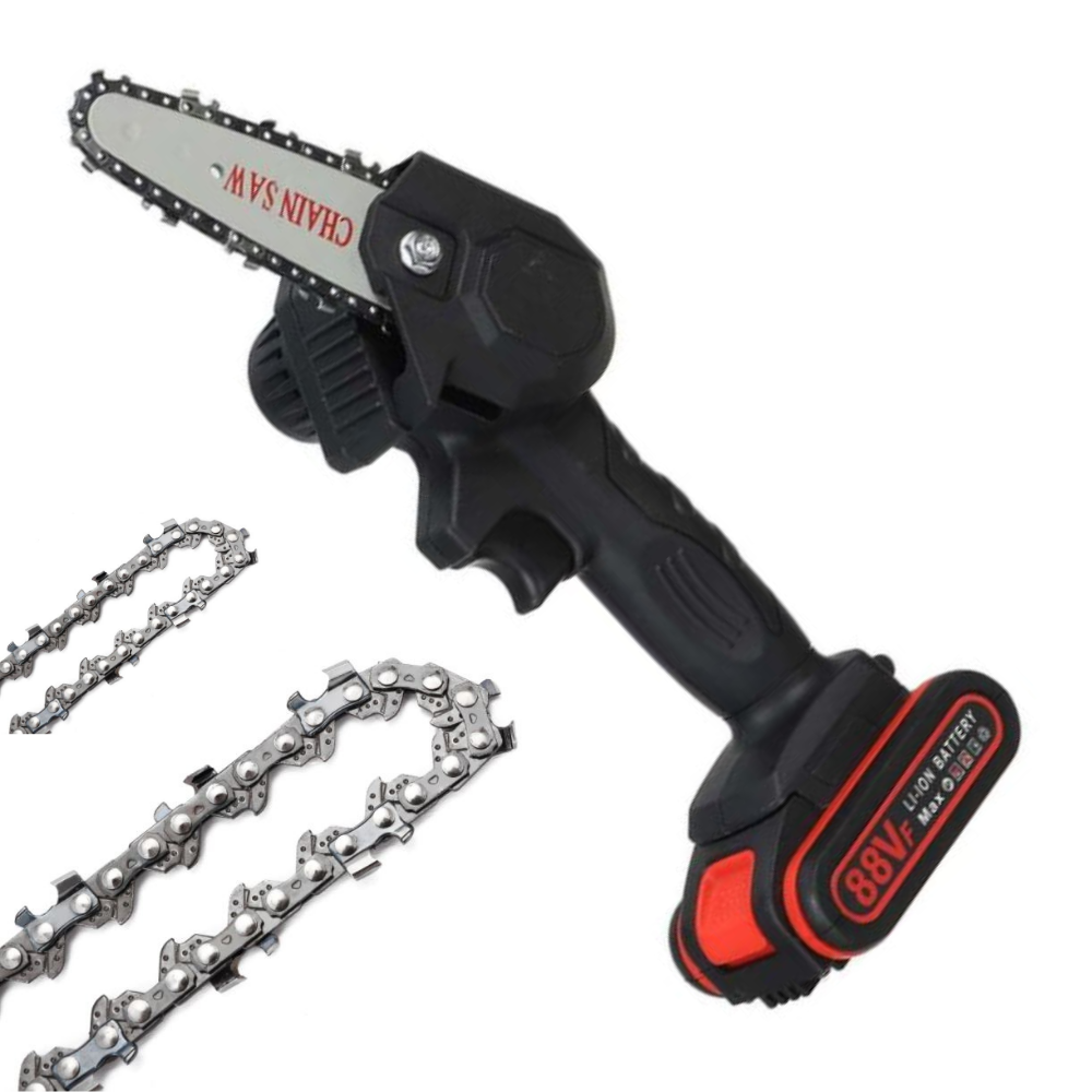 Motosega elettrica a batteria con 2 batterie ricaricabili