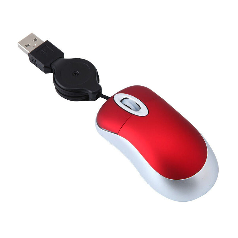 Mouse USB portatile con cavo retrattile