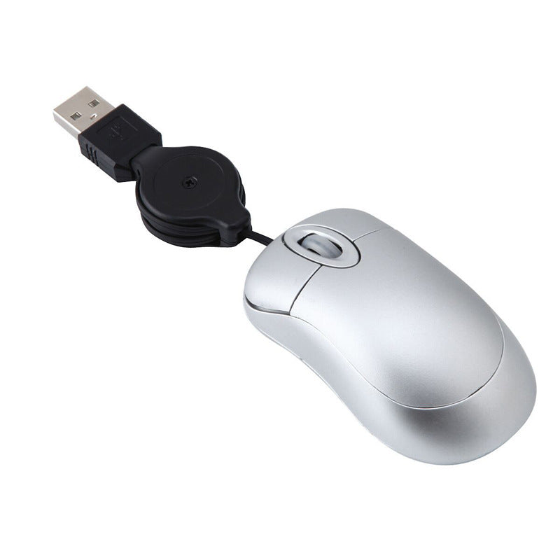 Mouse USB portatile con cavo retrattile