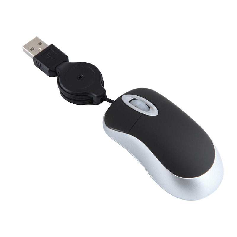 Mouse USB portatile con cavo retrattile