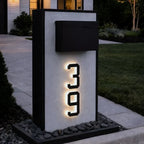 Numero civico solare, piastra ABS | impermeabile IP44, batteria 10 ore | sensore crepuscolare, LED bianco caldo, fissagg