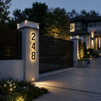 Numero civico solare, piastra ABS | impermeabile IP44, batteria 10 ore | sensore crepuscolare, LED bianco caldo, fissagg