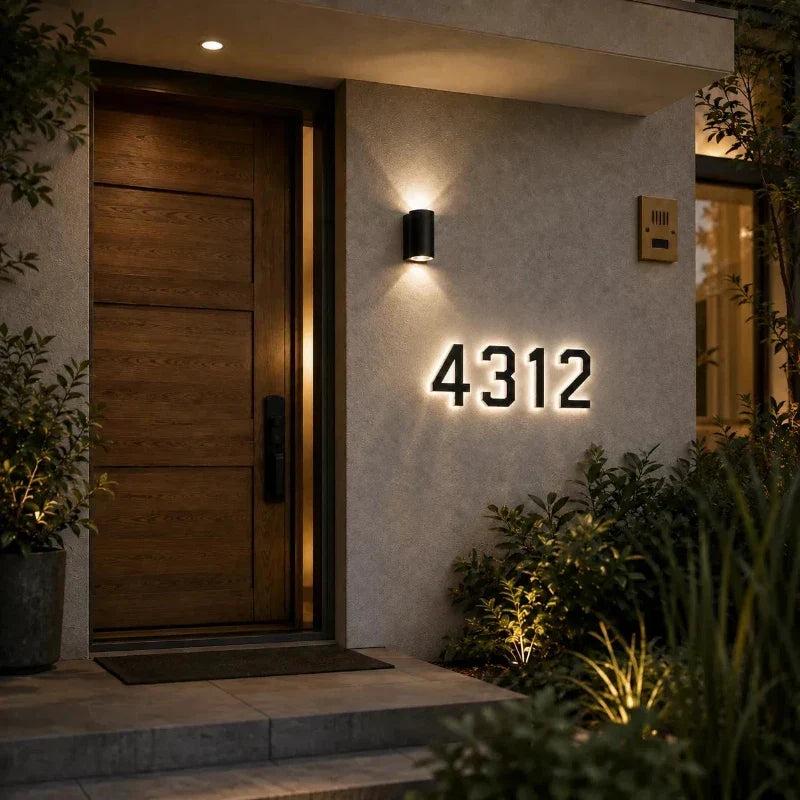 Numero civico solare, piastra ABS | impermeabile IP44, batteria 10 ore | sensore crepuscolare, LED bianco caldo, fissagg