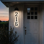 Numero civico solare, piastra ABS | impermeabile IP44, batteria 10 ore | sensore crepuscolare, LED bianco caldo, fissagg
