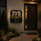Numero civico solare, piastra ABS | impermeabile IP44, batteria 10 ore | sensore crepuscolare, LED bianco caldo, fissagg