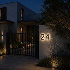 Numero civico solare, piastra ABS | impermeabile IP44, batteria 10 ore | sensore crepuscolare, LED bianco caldo, fissagg