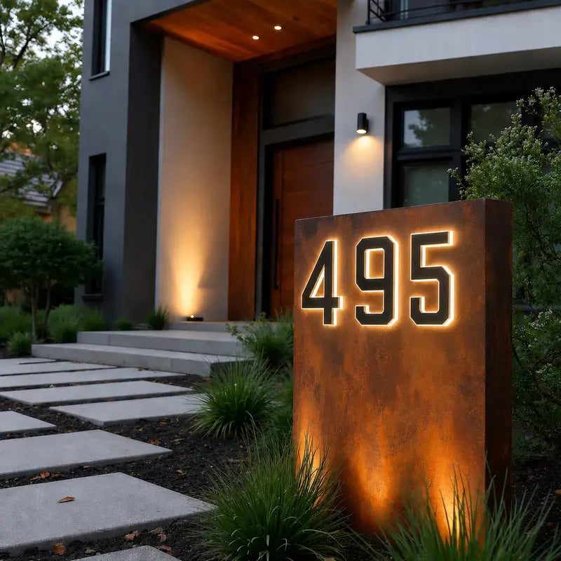 Numero civico solare, piastra ABS | impermeabile IP44, batteria 10 ore | sensore crepuscolare, LED bianco caldo, fissagg
