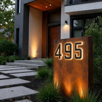 Numero civico solare, piastra ABS | impermeabile IP44, batteria 10 ore | sensore crepuscolare, LED bianco caldo, fissagg