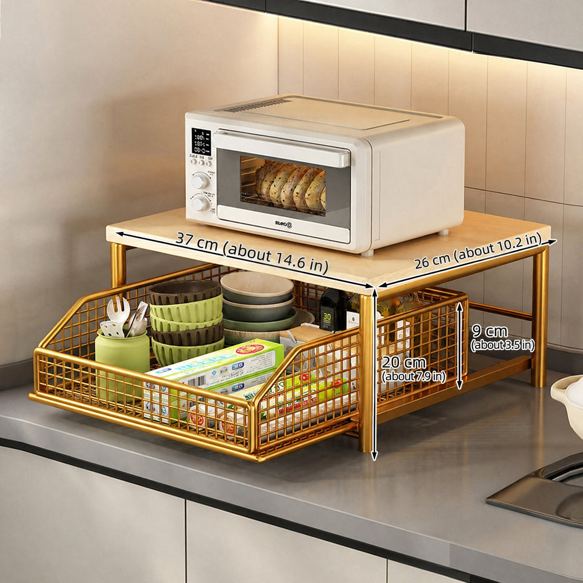 Organizer da cucina con cassetti per piano di lavoro