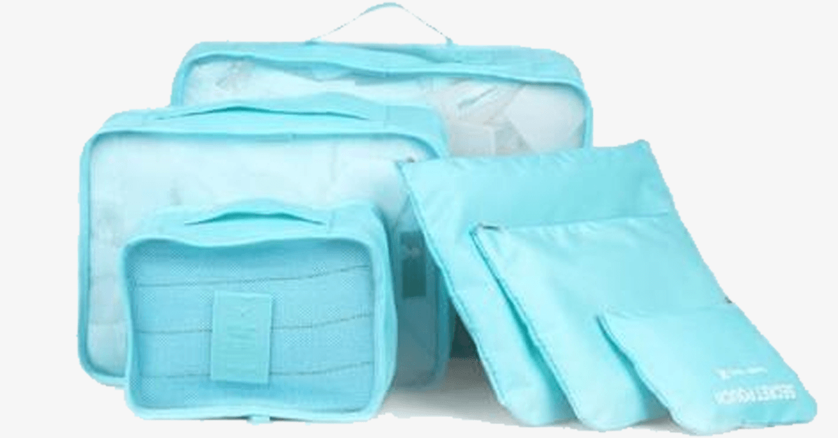 Organizer da viaggio con cerniera e rete trasparente – set 5 pezzi