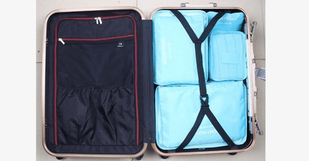 Organizer da viaggio con cerniera e rete trasparente – set 5 pezzi
