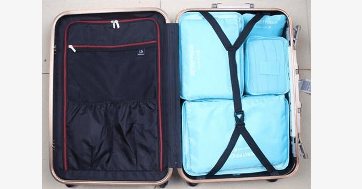 Organizer da viaggio con cerniera e rete trasparente – set 5 pezzi