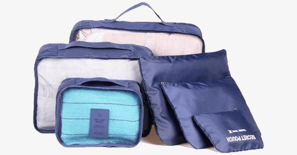 Organizer da viaggio con cerniera e rete trasparente – set 5 pezzi