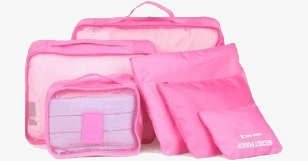 Organizer da viaggio con cerniera e rete trasparente – set 5 pezzi