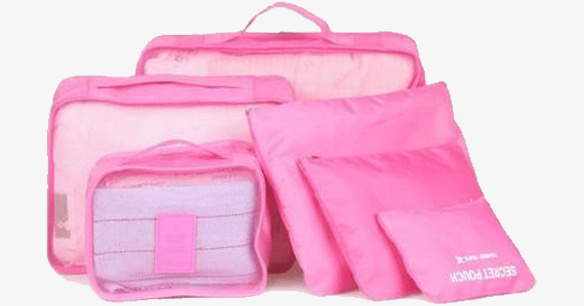 Organizer da viaggio con cerniera e rete trasparente – set 5 pezzi