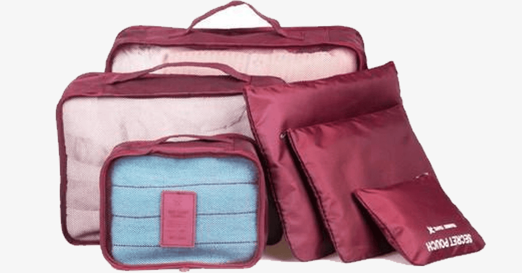 Organizer da viaggio con cerniera e rete trasparente – set 5 pezzi