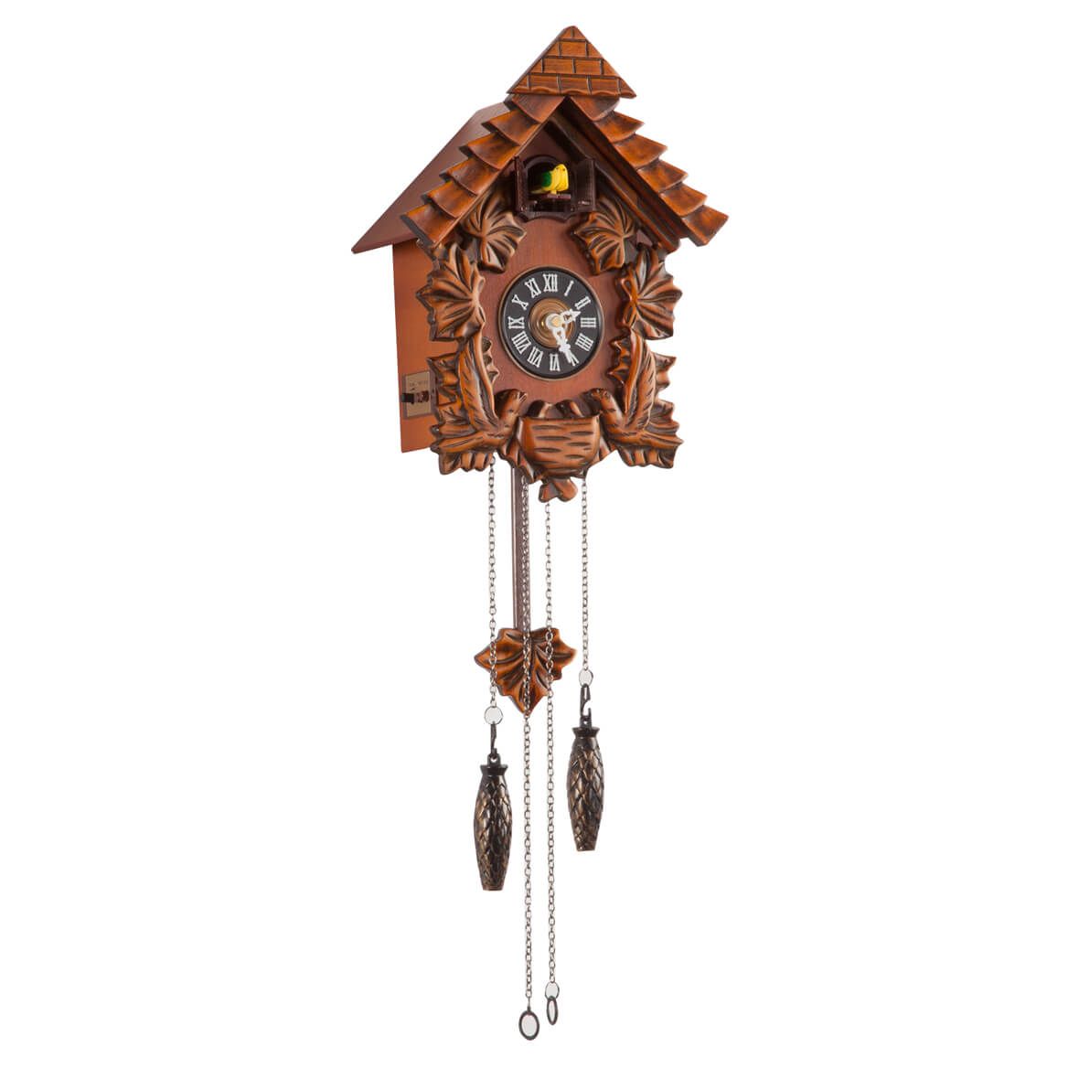 Orologio a cucù in legno massello 28 × 22 × 14 cm | Richiamo dell'uccellino, volume regolabile | Modalità silenziosa not