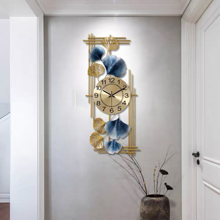 Orologio da parete artistico con foglie di ginkgo