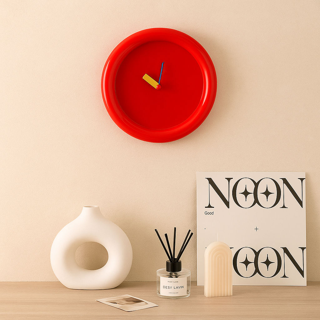 Orologio da parete geometrico Memphis con design artistico e colori vivaci