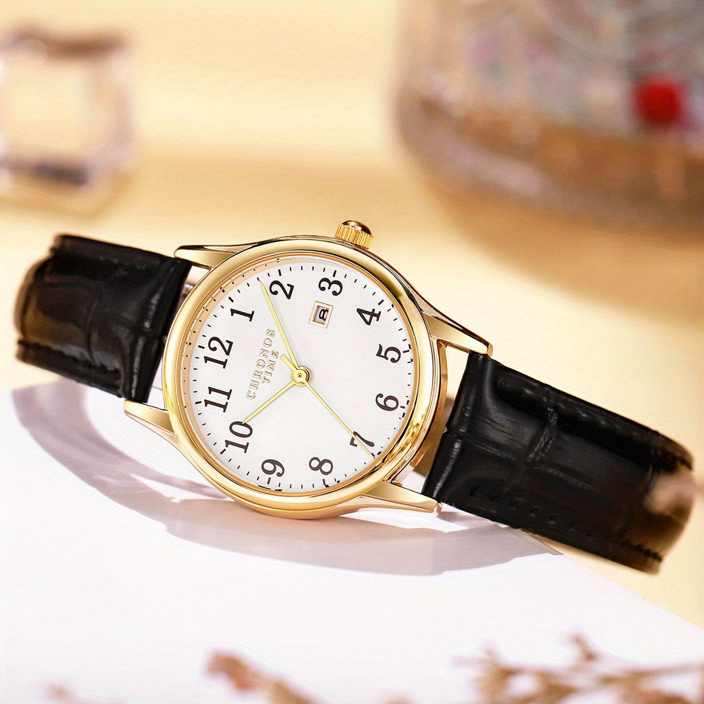 Orologio da polso al quarzo con cinturino in similpelle – Accessorio elegante per lei