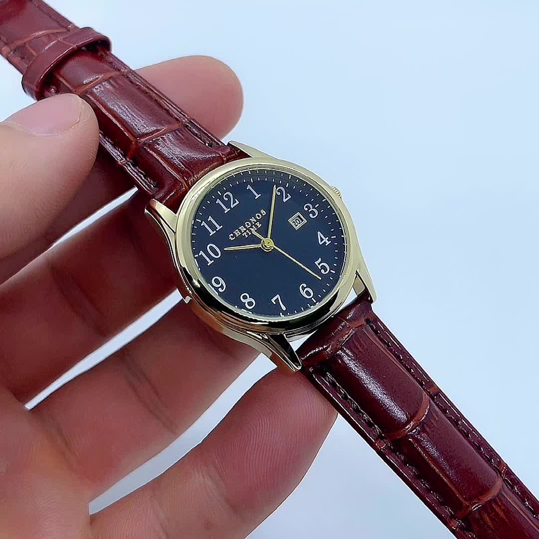 Orologio da polso al quarzo con cinturino in similpelle – Accessorio elegante per lei