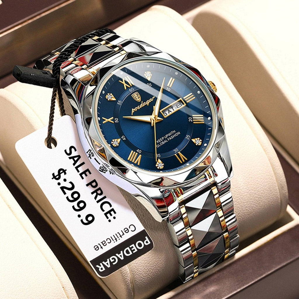 Orologio da uomo impermeabile in acciaio inossidabile con movimento al quarzo