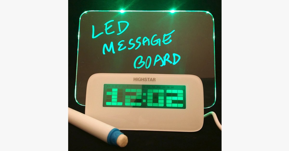 Orologio digitale LED con lavagnetta per messaggi